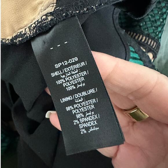 Self Portrait Black Eyelet Mesh Green & Orange Contrast High Neck Dress 6 - Picture 12 of 16